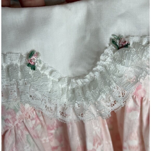 Vintage Hugs and Kisses Baby Girl Pink Dress Size 24 Months White Bib Collar - Picture 4 of 14